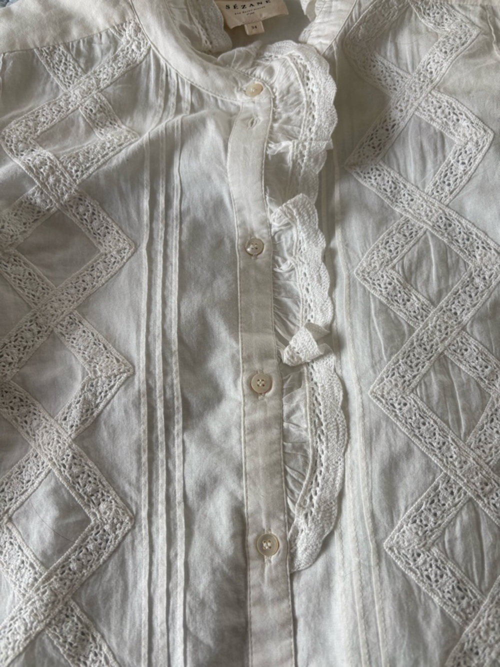 Sezane Chlo Shirt with ruffle collar and embroidery - bought in Paris - Picture 5 of 7